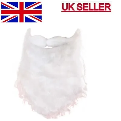 Santa Claus Father Christmas White Beard And Moustache Mens Fancy Dress Xmas • £3.29