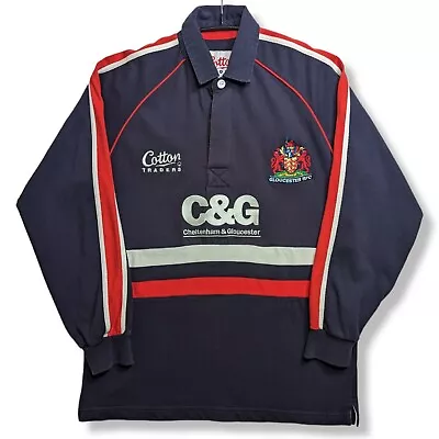 Vintage GLOUCESTER RUGBY Shirt Men's Small COTTON TRADERS 2003-2005 Away Navy • £49.99