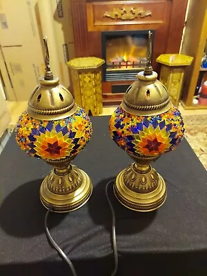 Pair Of Handmade Stained Glass Moroccan /Turkish Mosaic Table Lamp Mosaic Lamp • $89.95