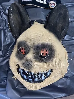 Burlap Bunny Mask Halloween Mask Creepy Scary Killer Rabbit Plastic Mask • $7