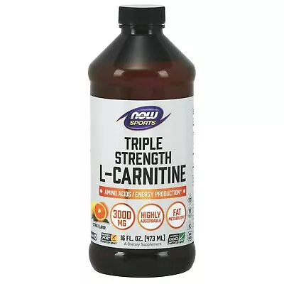 Now Foods Sports L-CARNITINE Liquid 3000 Mg 16 Oz CITRUS Performance Burn Fat • $27.99