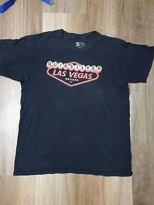 Quiksilver Mens T-Shirt Las Vegas Size L  Black Crew Neck Logo Graphic Basic Tee • $10