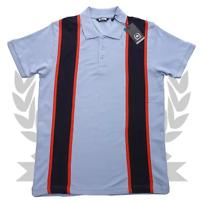 £24.99 • Buy Relco Stripe Polo Shirt Pique Cotton Sky Navy Blue 60s Retro Vintage Mod Striped