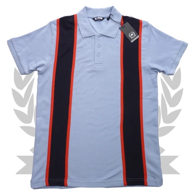 £24.99 • Buy Relco Stripe Polo Shirt Pique Cotton Sky Navy Blue 60s Retro Vintage Mod Striped