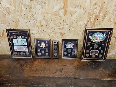 Framed 'British Heritage Coin Collection' Set Of 5  Pre-decimal Coins  History • £3.20
