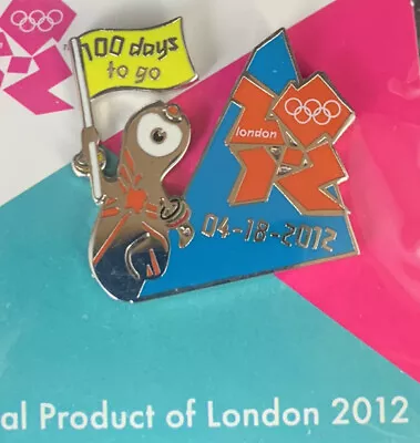 2012 LONDON OLYMPIC PIN BADGE BRITISH ENGLISH UK NEW NOS Wenlock 100 Days Flag • $19.99