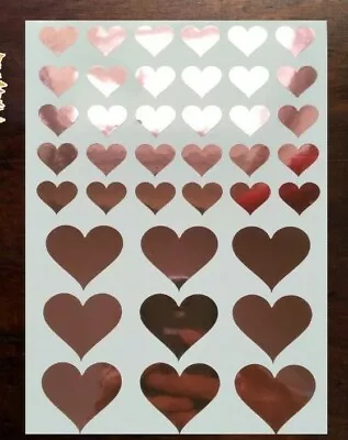 Vinyl Stickers Sheet Of Love Hearts In 2 Size ROSE GOLD Peel Off Vinyl Stickers  • £2.96