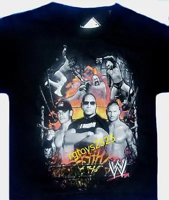 WWE T-shirt Boys 4-5 XS 6-7 S 10-12 L The Rock John Cena Orton Big Show Kofi New • £19.79