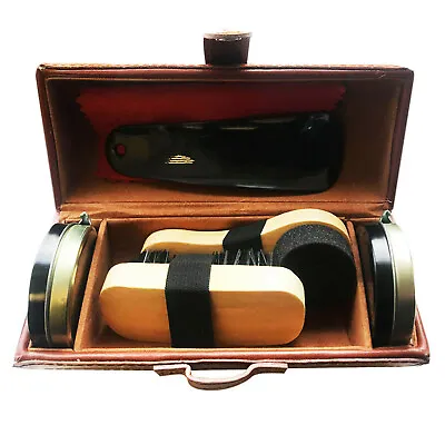 £8.95 • Buy Shoe Cleaning Care Kit Set For Brown Black Leather With Polish Brush Travel Case