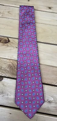 Kiton Napoli Pink Blue Paisley Gold Medallion Pattern Italian Silk Men's Tie • $79.95