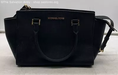 Michael Kors 'Selma' Women's Black Saffiano Leather Satchel W/ Crossbody Strap • $19.99