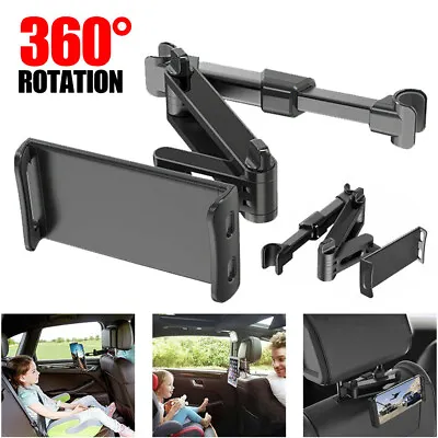 Extendable Car Back Seat Headrest Long Mount Holder IPad Tablet Rotate NEW • £10.99