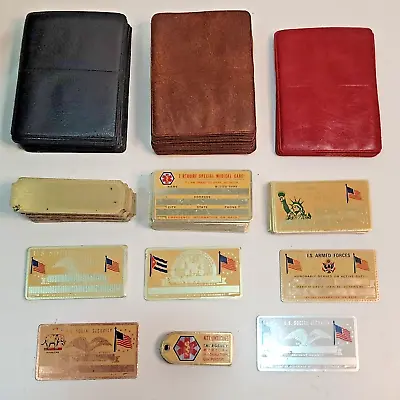 Huge Lot Of Vintage Engraveable Metal Social Security & Medical Cards & Cases • $40