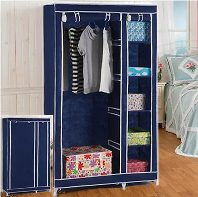 $36.50 • Buy 5 Shelves Brand New Easy To Assemble Portable Wardrobe Large Space Storage Blue