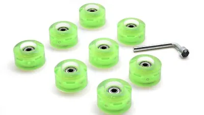 8Pack Roller Skate Light-Up Wheels 52mm 99A Green With Abec-9 Bearings • $67.75