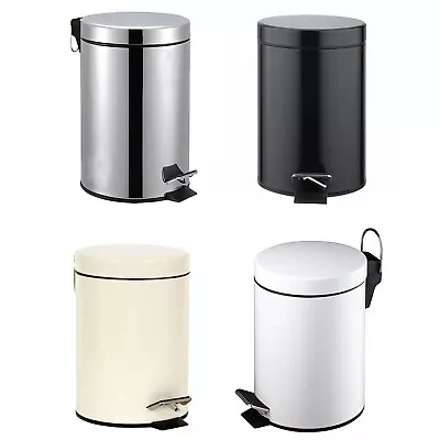 £8.45 • Buy Small S / Steel 3 Ltr Pedal Bin Kitchen Bathroom Toilet Rubbish In Black / White