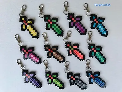 12 Mine Craft Swords Black Outlines Birthday Party Favors Keychains Zipper Pulls • $25