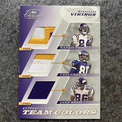 Donruss VIKINGS Team Colors  GAME WORN PATCH Randy Moss Cris Carter HOF J Reed • $149.99