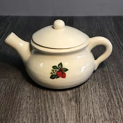 Vintage Teapot Mini Strawberry Fruit Cottagecore Lid Decor Pottery Initialed B3 • $13.50