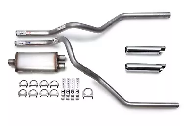 Flow II Stainless Performance Dual Exhaust Kit Chrome Tips 94-01 Ford F150 F250 • $219.99