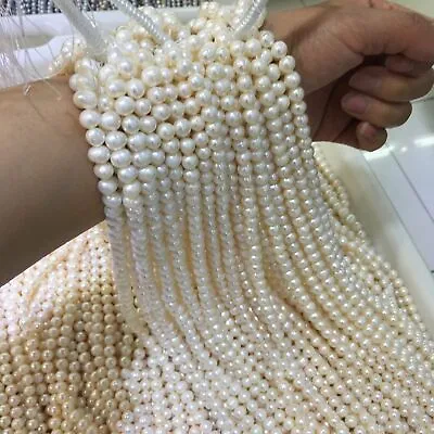 Wholesale Natural Freshwater Pearl Round Gems Loose Beads For Making DIY Jewelry • £13.86