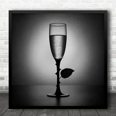 Still Life Conceptual Glass Champagne Thorn Thorns Rose Bubbles Wall Art Print • £23.67