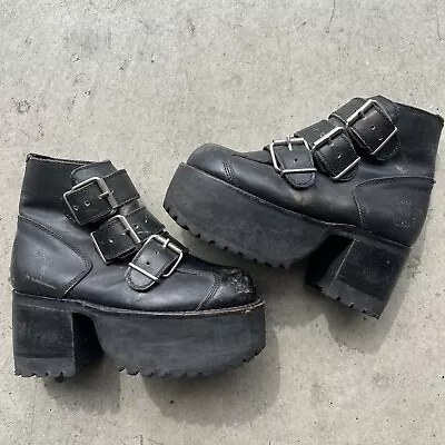 Muro Welt Boots Black Leather Platform Bad Ass Goth Punk Grunge Shoe-9.5 • $90