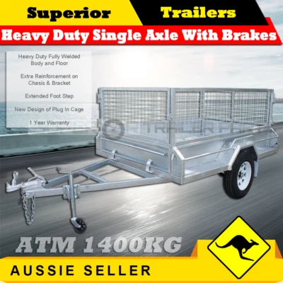 7x5 Heavy Duty Single Axle Box Trailers W/ Brakes Include 600 Mm Cage BOXTRAILER • $2499
