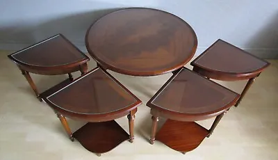 Vintage Antique Style Mid Century Walnut Set Of Quartetto Nested Tables • £95