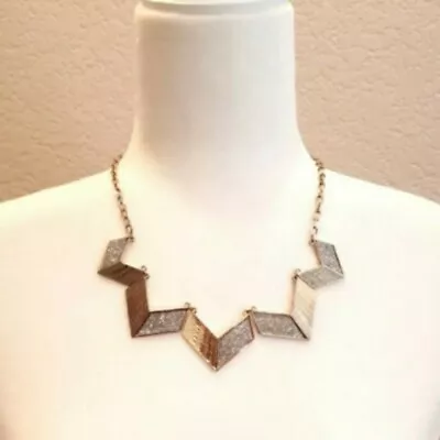 Macy's Chevron Necklace Gold Silver Tones Druzy Glitter Zigzag Geometric • $14