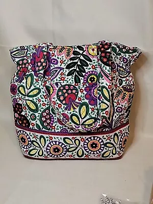 Viva La Vera Bradley Large Shoulder Bag Purse Tote Multi Color Garden Retired • $32.99