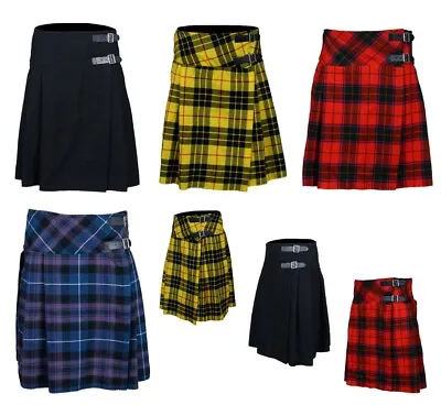 £16.99 • Buy Scottish Ladies Knee Length Mini Kilt/Women Skirt Various Tartans 13 Oz. Pleated