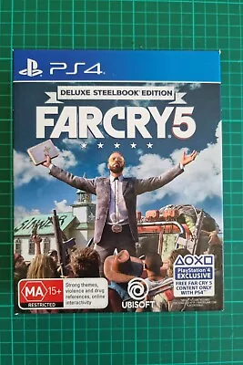 Far Cry 5 PS4 Deluxe Steelbook Edition Comes With Map Soundtrack Manual • $40