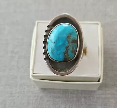 Vintage Old Pawn Sterling Turquoise Ring Size 8 • $82