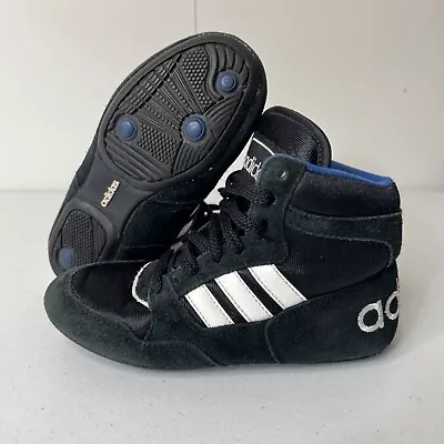 Vintage 1995 Adidas Phantom Black John Smith  Wrestling Shoes Kids Size 13 Blue • $129.95