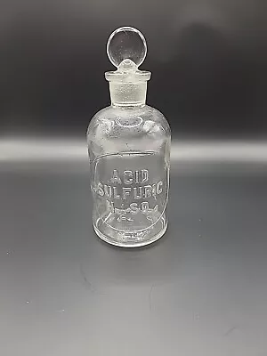 Vintage Wheaton Made USA ACID SULPHURIC H2 SO4 Apothecary Bottle W/Glass Stopper • $18