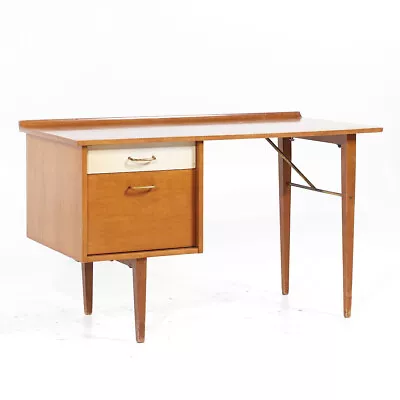 Milo Baughman For Murray Mid Century Maple And Brass Desk • $3847