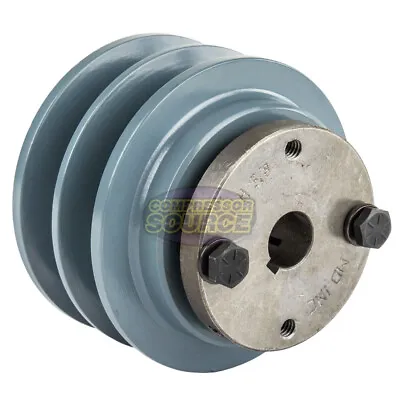 Cast Iron 3.5   Dual Groove Belt B Section 5L Pulley W/ 5/8   Sheave Bushing • $49.95