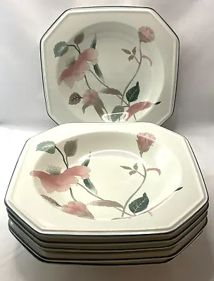 Mikasa Continental Silk Flowers F3003 Set Of 6 Salad Plates Bowls 8.5  Octagonal • $15