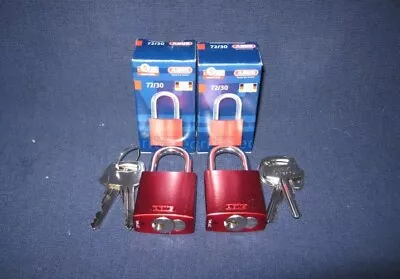 New TWO {2} ABUS 72/30 KA LOCKOUT KEYED ALIKE RED PADLOCKS-FREE SHIP • $14.91