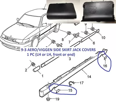 NEW SAAB 900 NG 9-3 OG AERO VIGGEN SIDE SKIR JACK COVER 1 Pc LH Rear • $93