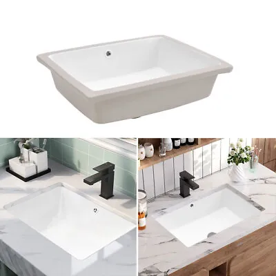 Undermount Basin Sink Ceramic Rectangular Cloakroom Bathroom Sink With Overflow • £42.95