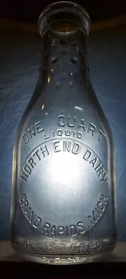 North End Dairy Milk Bottle Vintage Embossed Rare Quart Grand Rapids Michigan  • $19.99