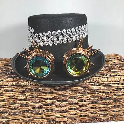 Steampunk Hat Mad Hatter Black Top Hat Costume Kaleidoscope Goggles • $12.50