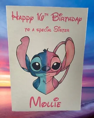 Personalised Greetings Card Birthday Party Disney Lilo And Stitch Angel Any Age • £1.99