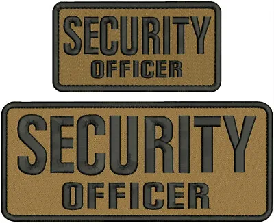 SECURITY OFFICER Embroidery Patches 10X4 And 6X3 Hook On Back COYOTE BROWN/BLACK • $16.75