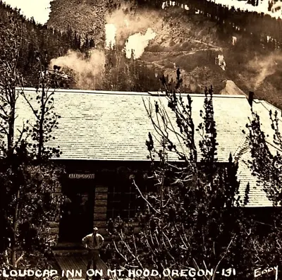 C.1936 Cloud Cap Inn Mt Hood River Oregon RPPC Parkdale Crag Rats Search Rescue • $74.99