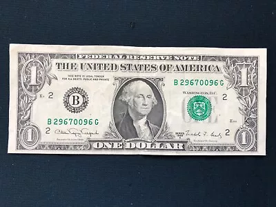 1988a  (one Dollar)  Fancy Serial Number - Off Center - Miscut Error • $6.99