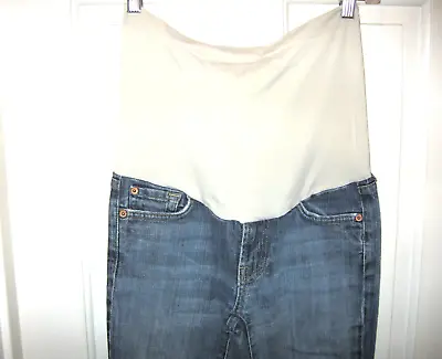 7 For All Mankind Maternity Jeans Sz 26 X 29  Pea In Pod Blue Boot Secret Belly • $18.98
