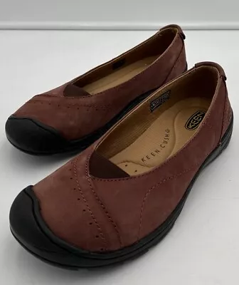 Keen Cush Slip On Rust Brown Suede Leather Ballet Flats Loafers Women's Sz 9.5 • $27.50